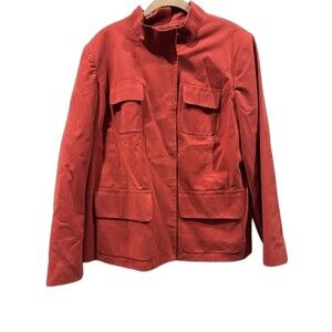 Jones New York Signature Woman Red Utility Blazer 14W Cotton Gold Buttons